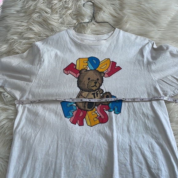 Teddy Fresh merch white crew neck teddy t shirt short sleeve sz S cotton stained - Picture 8 of 16